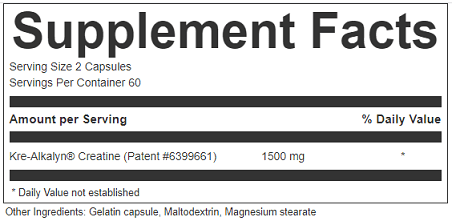 Kre-Alkalyn Supplement Facts